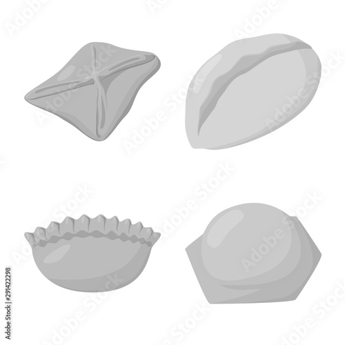 Vector illustration of dumplings and stuffed icon. Collection of dumplings and dish stock symbol for web.