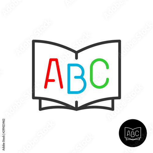 ABC book line icon. Dictionary or children pre-school educations symbol.