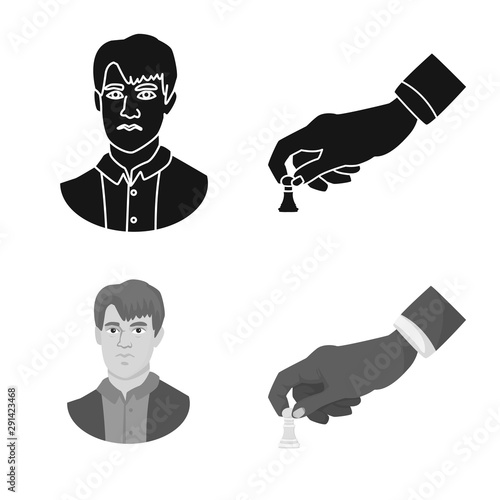 Vector illustration of checkmate and thin sign. Collection of checkmate and target stock symbol for web.