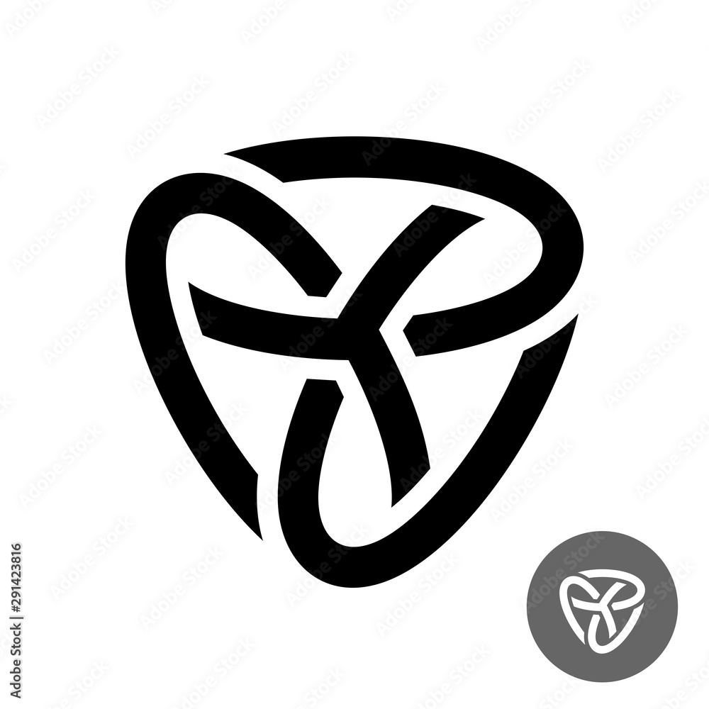 Abstract triple knot logo. Three ovals connected in a rounded triangle shape. Tech symbol. Abstract triple knot logo. Three ovals connected in a rounded triangle shape. Tech symbol.