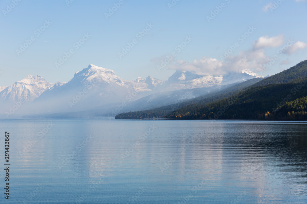 Mountains with Snow on Lake