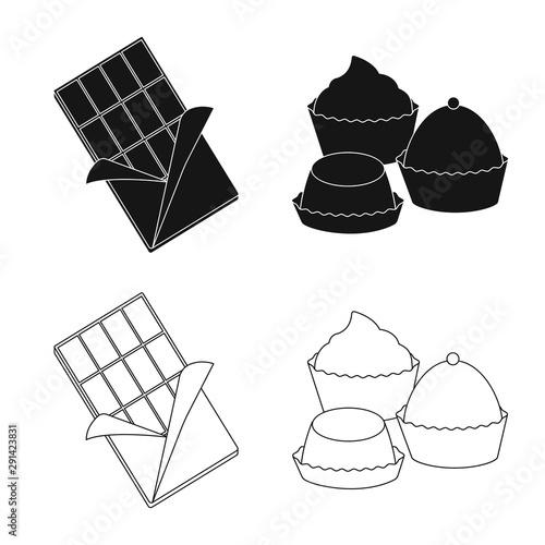 Vector design of food and yummy symbol. Set of food and brown stock symbol for web.