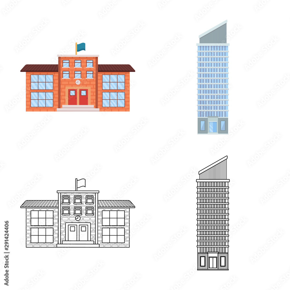Isolated object of municipal and center logo. Collection of municipal and estate vector icon for stock.