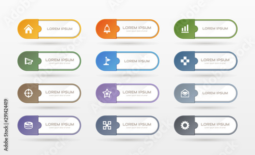 Sticker label with business icons set