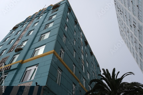  Details and elements of the facade of the building. The architecture of the city. Background image for design.