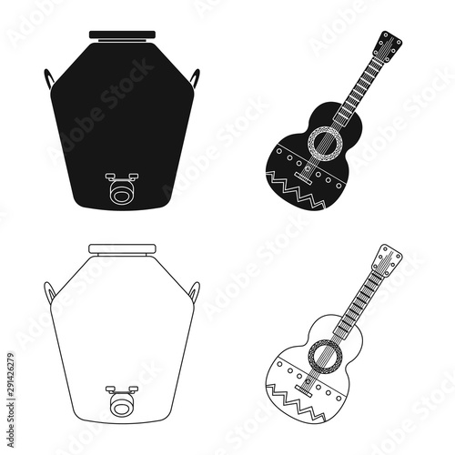 Isolated object of cafe and Latin icon. Set of cafe and national stock vector illustration.