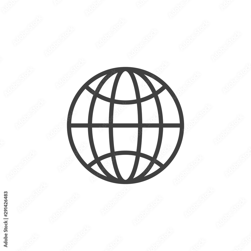 World globe grid line icon. linear style sign for mobile concept and web design. Geographic globe outline vector icon. Symbol, logo illustration. Vector graphics World globe grid line icon. linear style sign for mobile concept and web design. Geographic globe outline vector icon. Symbol, logo illustration. Vector graphics