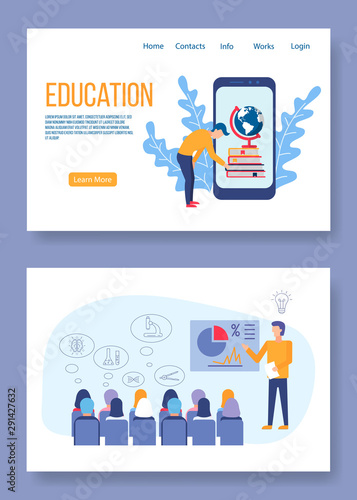 Flat design vector illustration concepts of education and online learning.