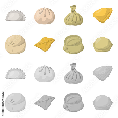 Isolated object of products and cooking icon. Set of products and appetizer vector icon for stock.
