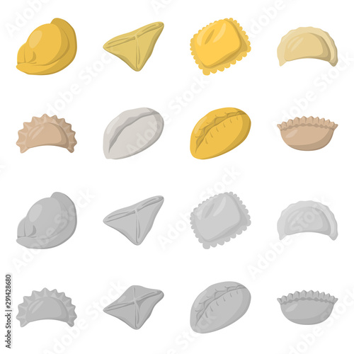 Vector design of products and cooking icon. Set of products and appetizer stock vector illustration.