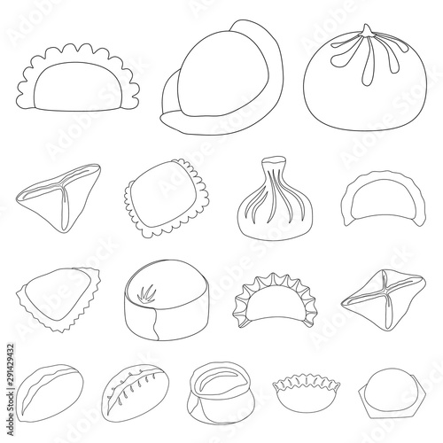 Isolated object of food and dish logo. Collection of food and cooking stock symbol for web.