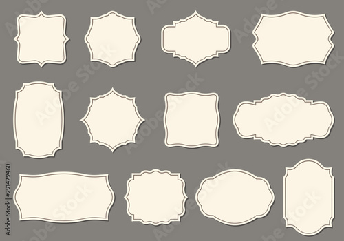 Vintage frame set. Retro label or banner border elements collection. Vector illustration.