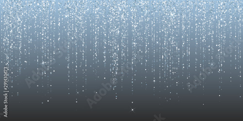 Falling in lines silver glitter confetti garlands dots rain.