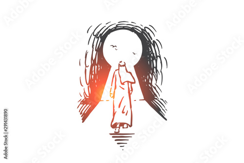 Business opportunity, access concept sketch. Hand drawn isolated vector