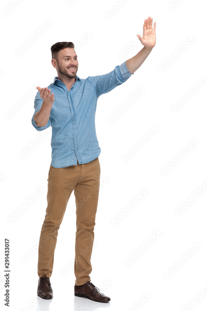 casual man saluting with a how are you sign casual man saluting with a how are you sign