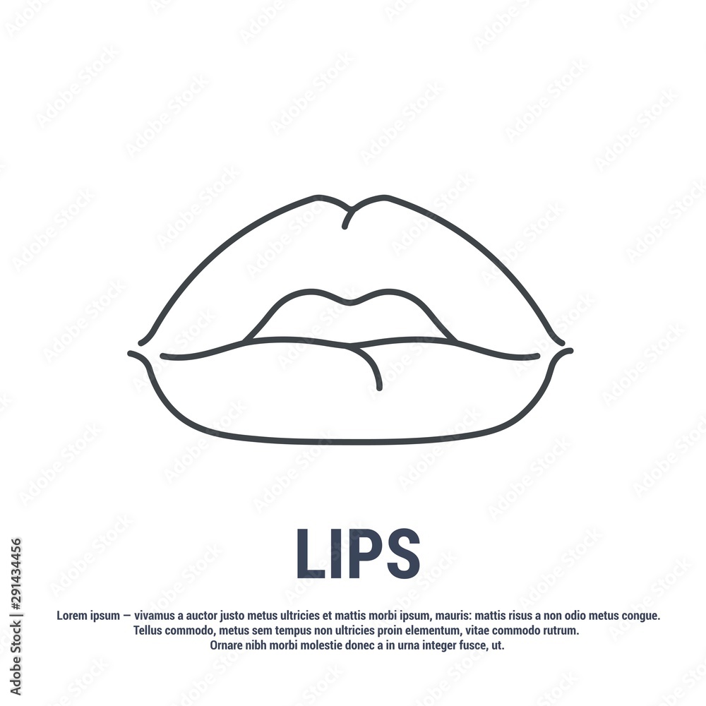 Vector icon. Line design. Lips. Disease and treatment. Symbol, element, sign, logo, emblem. Concept illustration. Vector icon. Line design. Lips. Disease and treatment. Symbol, element, sign, logo, emblem. Concept illustration.