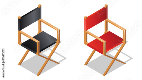 Movie or film director chair isometric icon with shadow