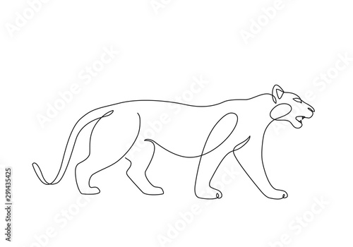 Tiger one line drawing art
