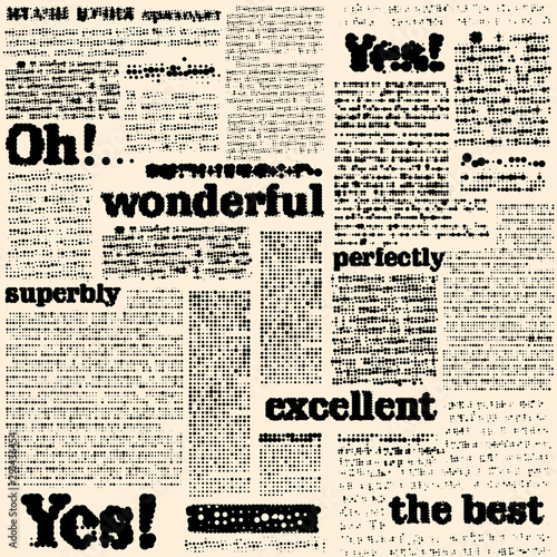 Imitation of newspaper. Seamless vector image. Vintage background.