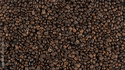 Roasted coffee beans background, Close Up mixture of different kinds of coffee beans.