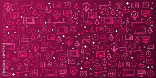 Graphic Design Background with hand draw doodle elements.
