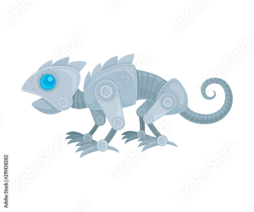 Robot in the form of a chameleon. Side view. Vector illustration on a white background.