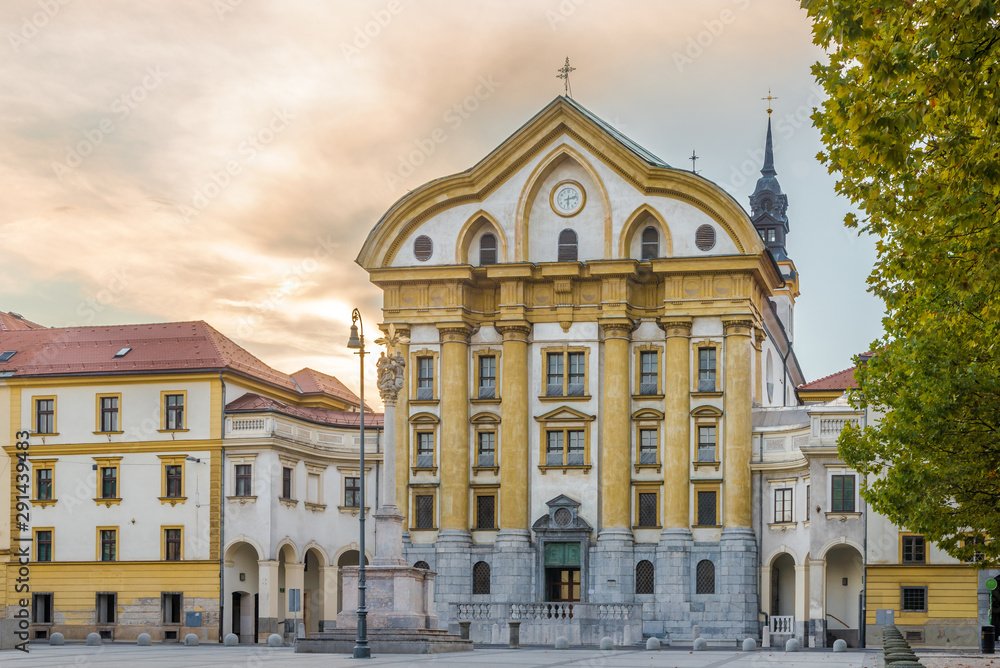 View at the Church of Holy Trinity in Ljubljana - Slovenia