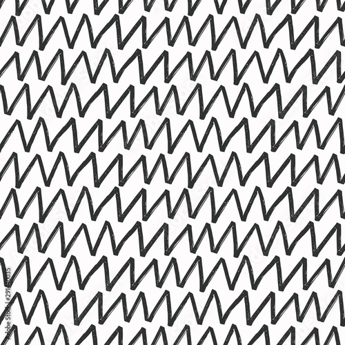 Zigzag hand drawn seamless pattern. Vector illustration.