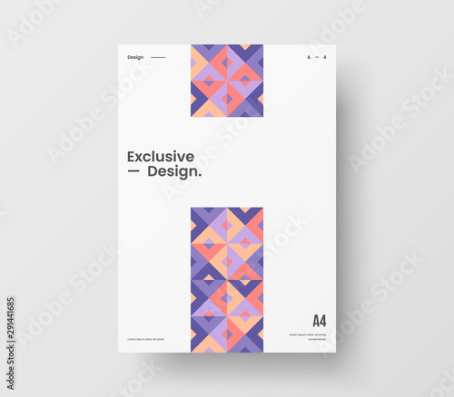 Amazing business presentation vector A4 vertical orientation front page mock up. Modern corporate report cover abstract geometric illustration design layout. Company identity brochure template.