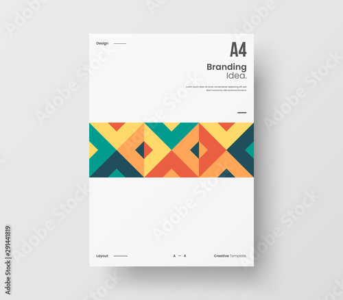 Amazing business presentation vector A4 vertical orientation front page mock up. Modern corporate report cover abstract geometric illustration design layout. Company identity brochure template.