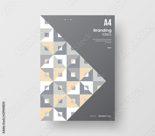 Amazing business presentation vector A4 vertical orientation front page mock up. Modern corporate report cover abstract geometric illustration design layout. Company identity brochure template.