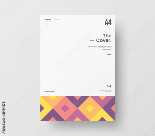 Amazing business presentation vector A4 vertical orientation front page mock up. Modern corporate report cover abstract geometric illustration design layout. Company identity brochure template.