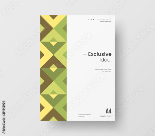 Amazing business presentation vector A4 vertical orientation front page mock up. Modern corporate report cover abstract geometric illustration design layout. Company identity brochure template.
