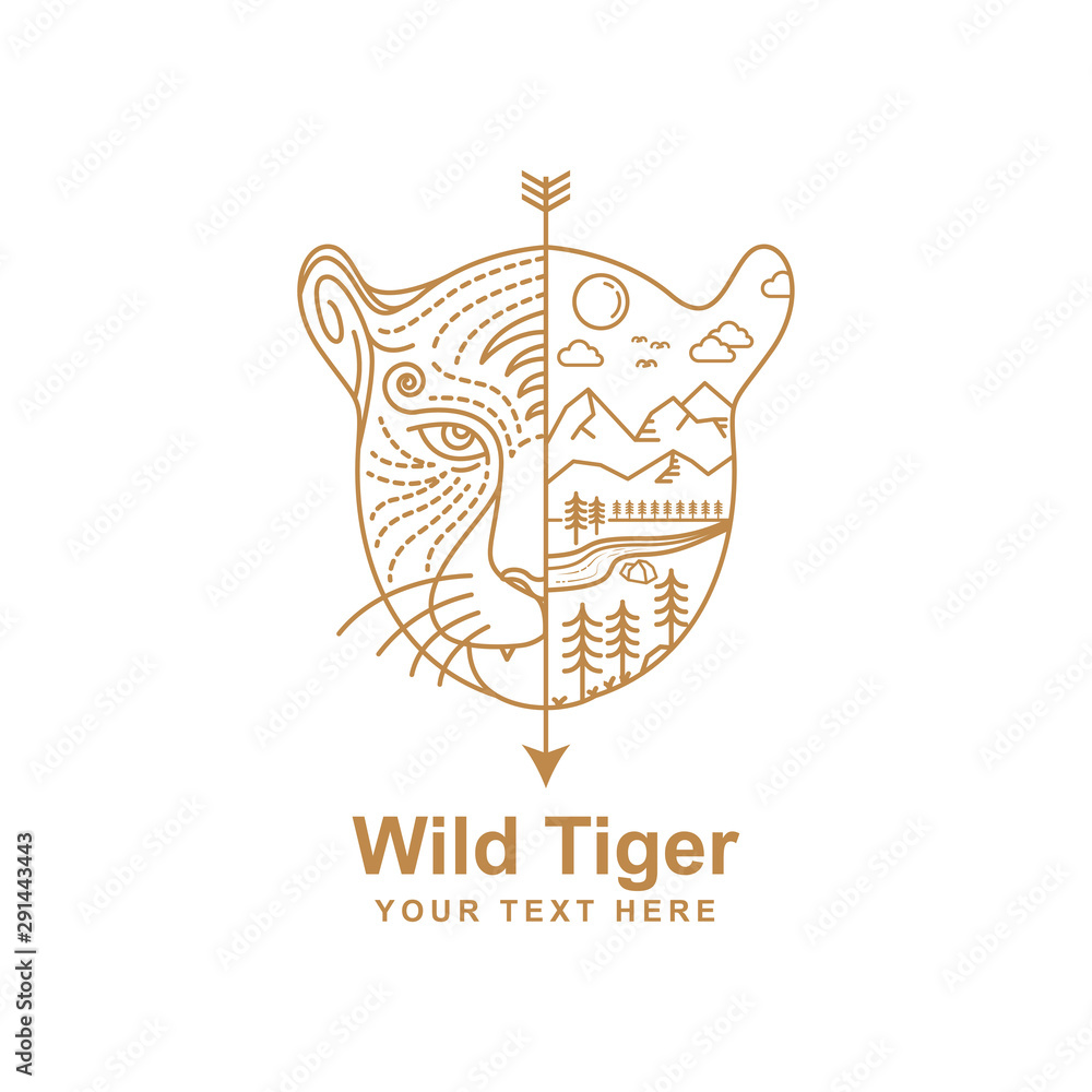 Illustration of tiger head line art Illustration of tiger head line art