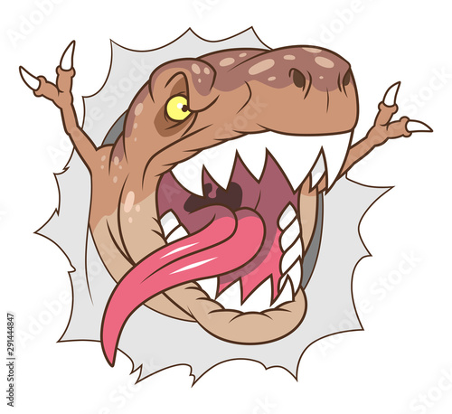 tyrannosaurus breaks wall and roars