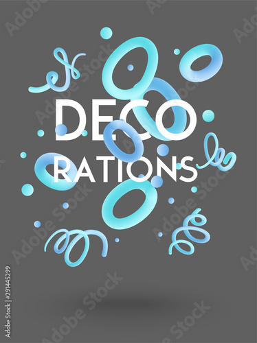 Volume levitating deco elements. Vector illustration