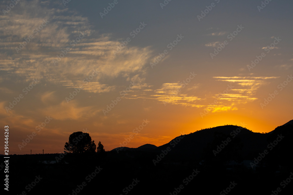 Sunset over the little Karoo town of Steytlerville in the Eastern Cape province, South Africa