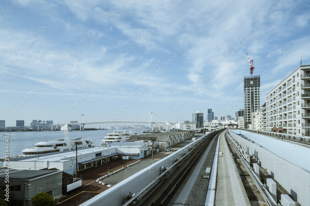 Cityscape from monorail sky train in Tokyo Cityscape from monorail sky train in Tokyo