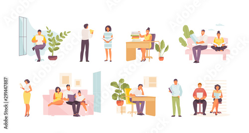 Reading people vector set