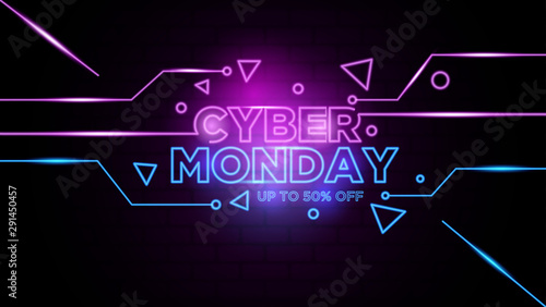 Cyber monday neon sign Background