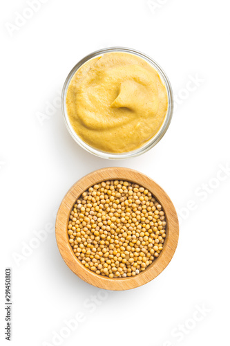 Yellow mustard and mustard seeds.