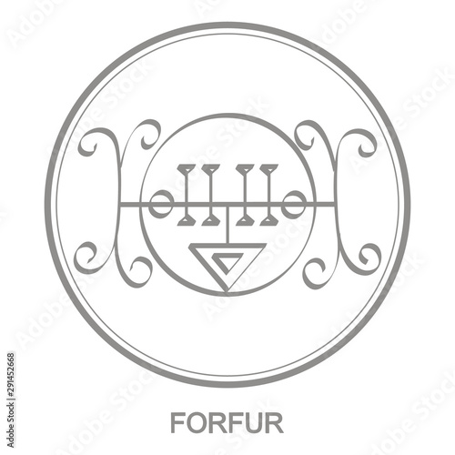 Vector icon with symbol of demon Forfur. Sigil of Demon Forfur photo