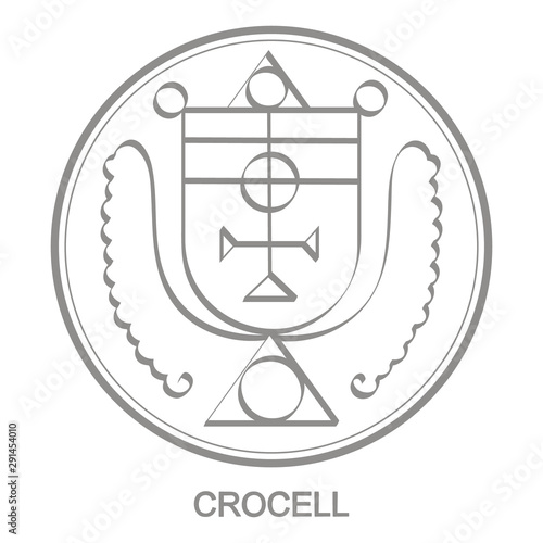 Vector icon with symbol of demon Crocell. Sigil of Demon Crocell photo