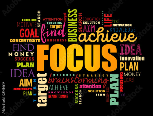 FOCUS word cloud collage, business concept background