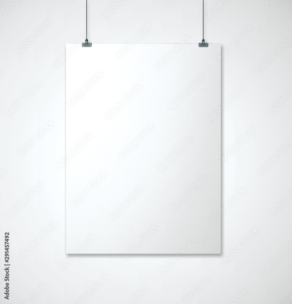 Empty banner in white interior Empty banner in white interior