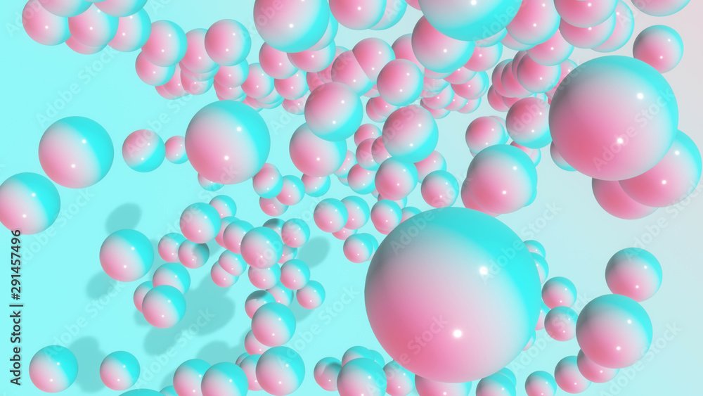 Composition of balloons with a blue-pink gradient.
