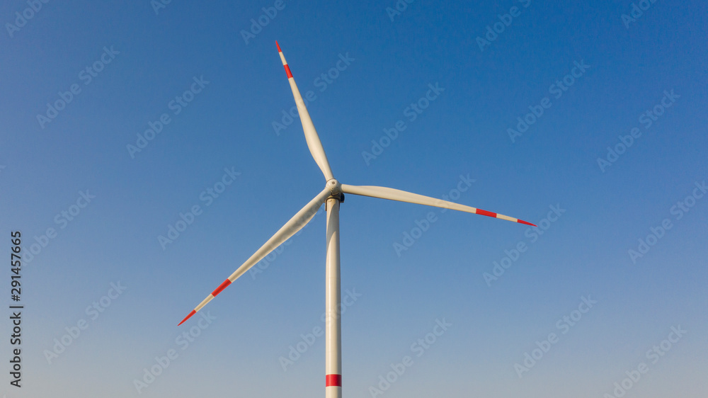 Wind turbine from aerial view The concept of renewable energy