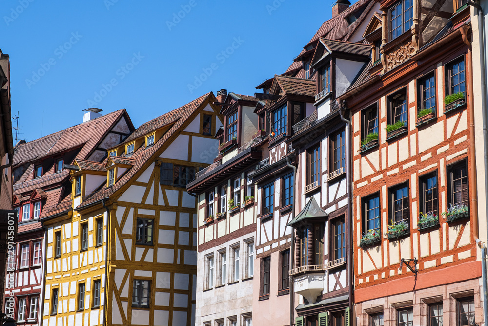 Historische Fachwerkhäuser in der Weißgerbergasse in Nürnberg/Deutschland