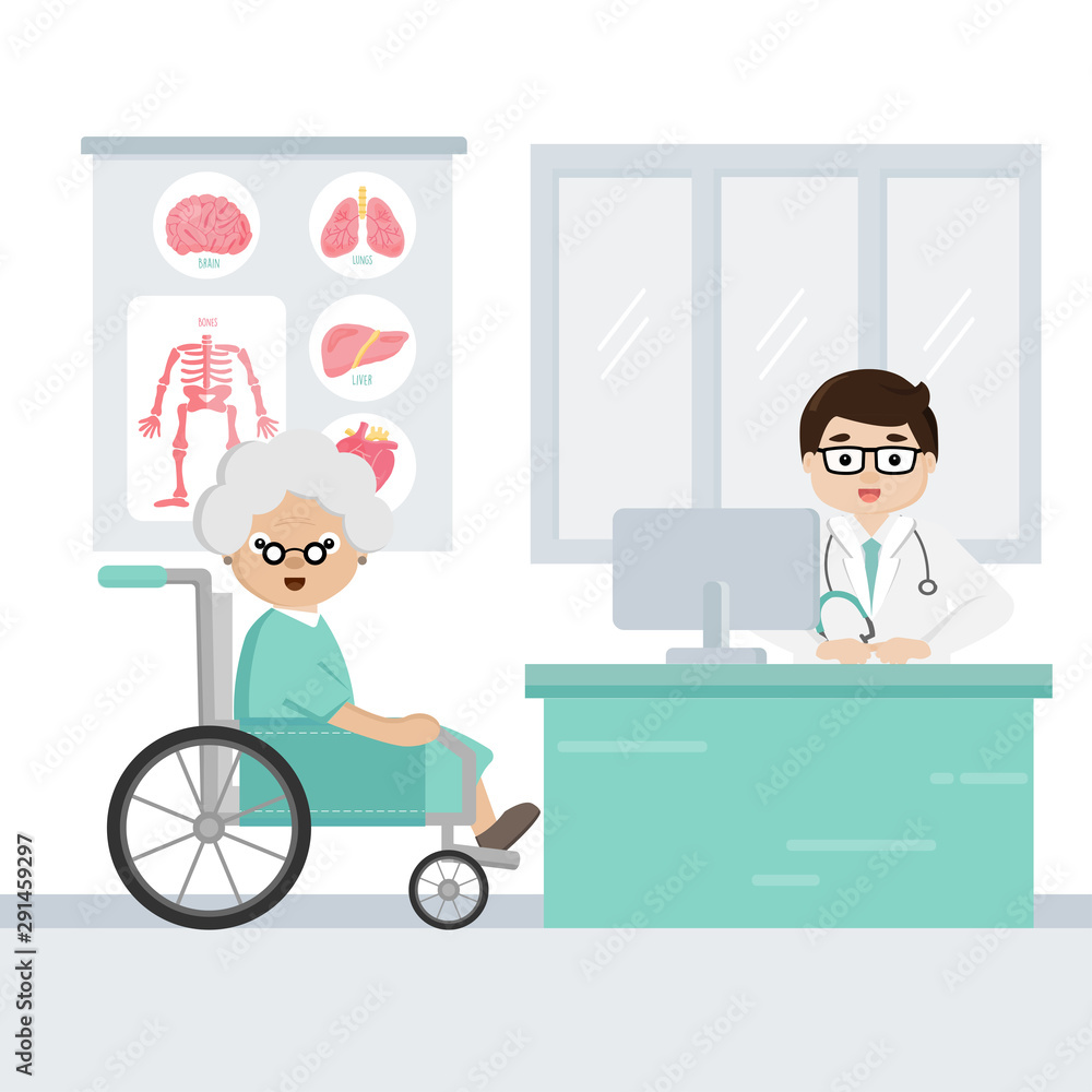 The doctor explain the symptoms of uterine disease to senior patient. The doctor explain the symptoms of uterine disease to senior patient.