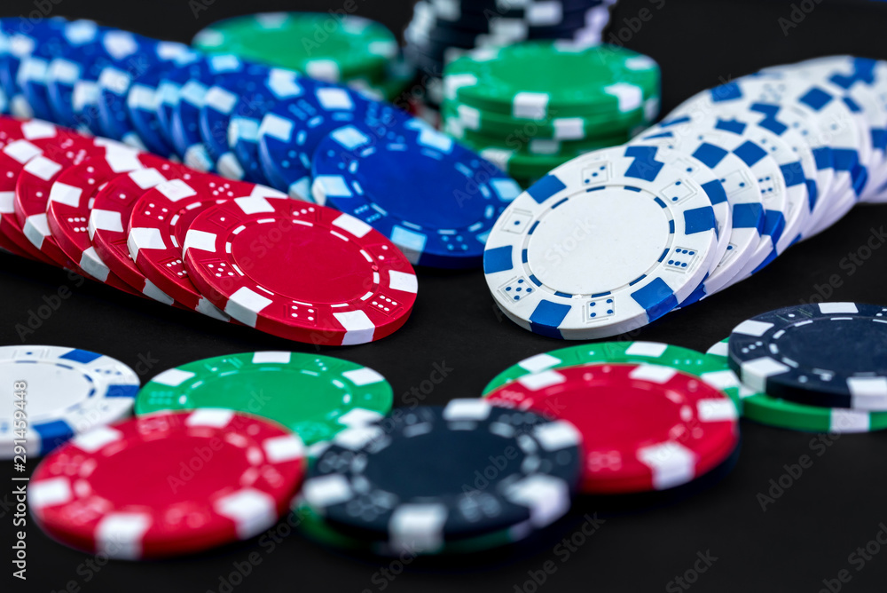 Poker chips close up on black background Poker chips close up on black background